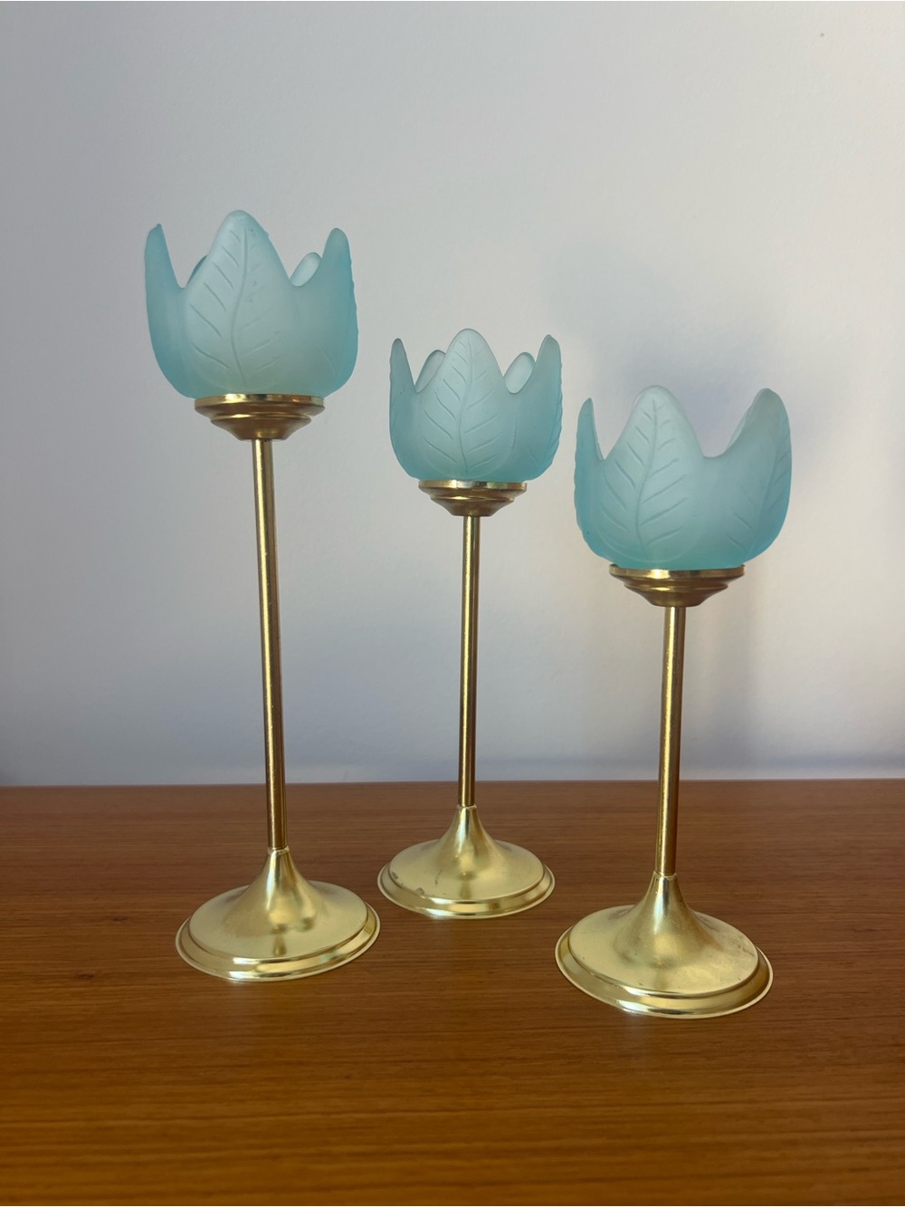 Vintage MCM Brass Tulip Candlesticks